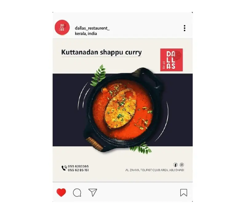 Kuttanadan Shappu Fish Curry in spicy Kerala-style gravy at Dallas Restaurant, Abu Dhabi.