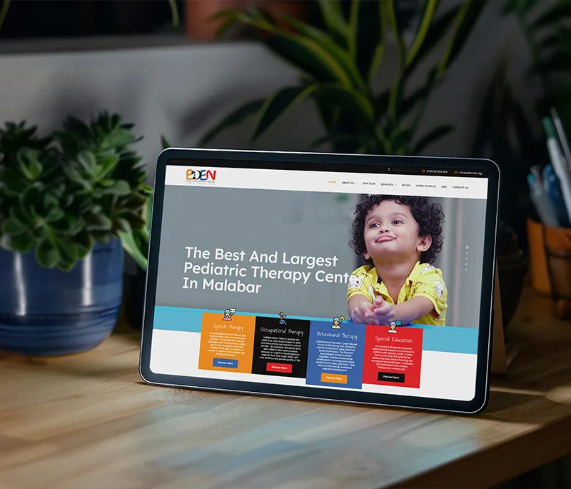 image of i pad screen showing website of eden