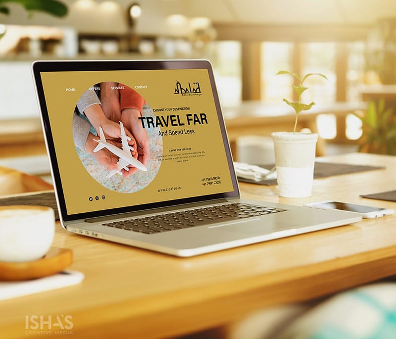 a image of showing a business brochure of al balad in a laptop