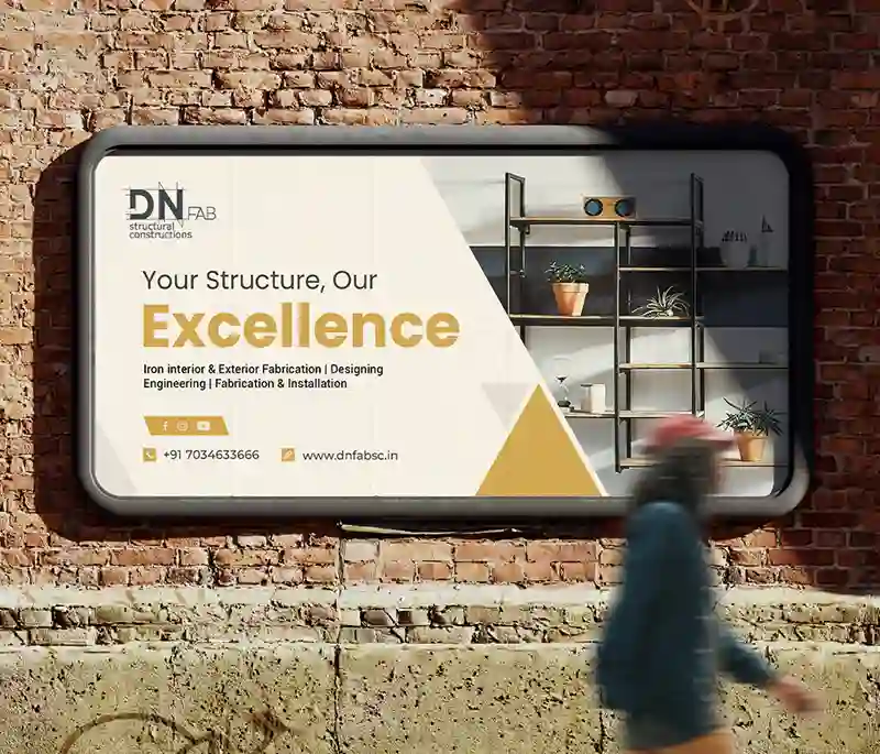 a image of wall in the street showing a business brochure of dn fab