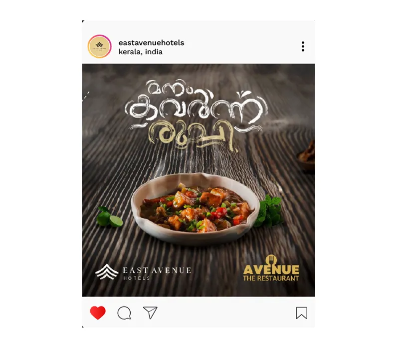 An Instagram poster of East Avenue restaurant created by the best branding agency in Calicut