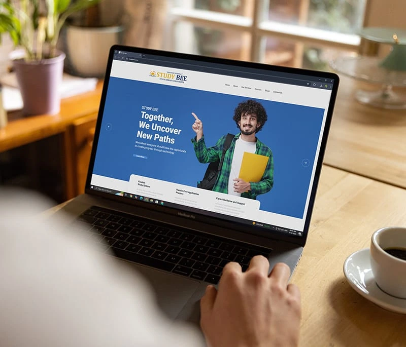 showing a website on a laptop created by the branding agency in calicut